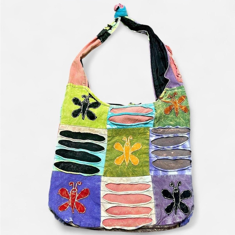 Colorful Patchwork Butterfly Shoulder Bag